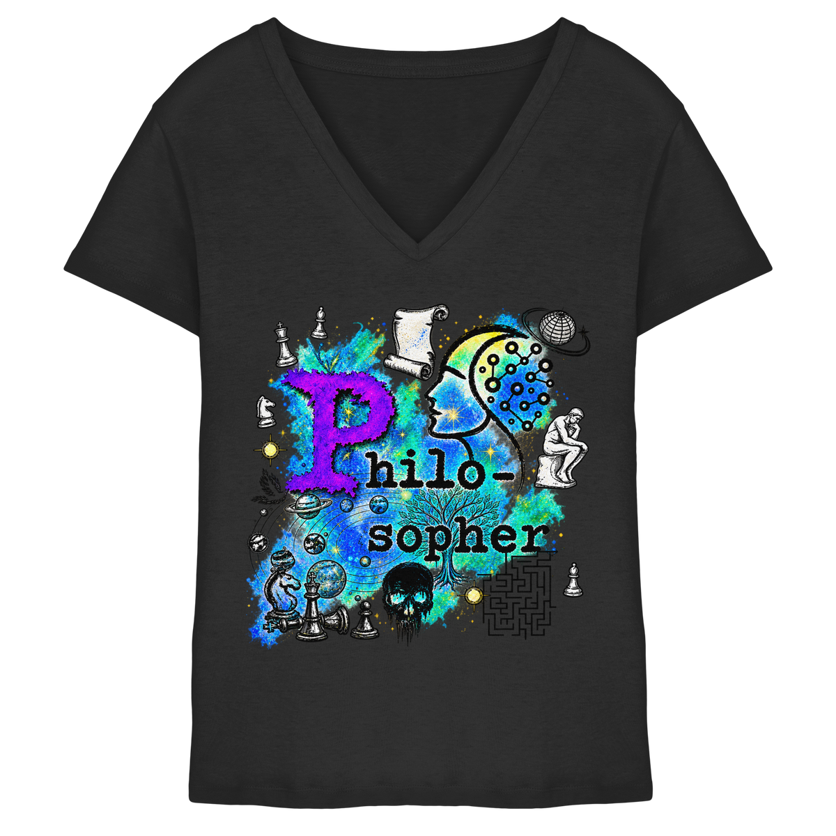 The Philosopher - Ladies V-Neck Shirt