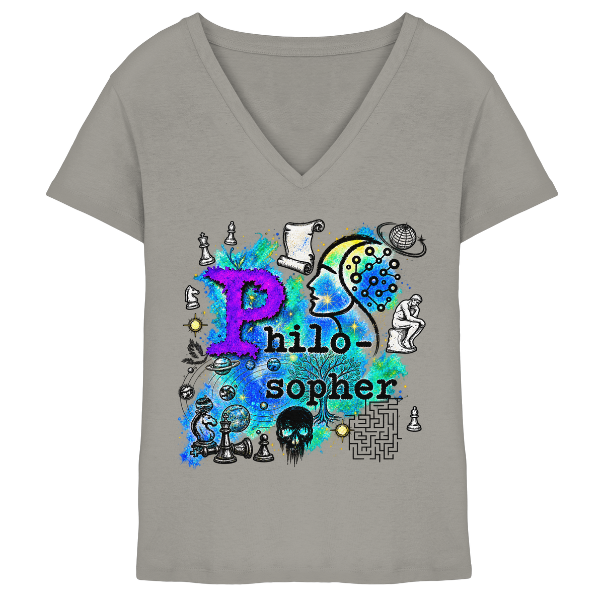The Philosopher - Ladies V-Neck Shirt