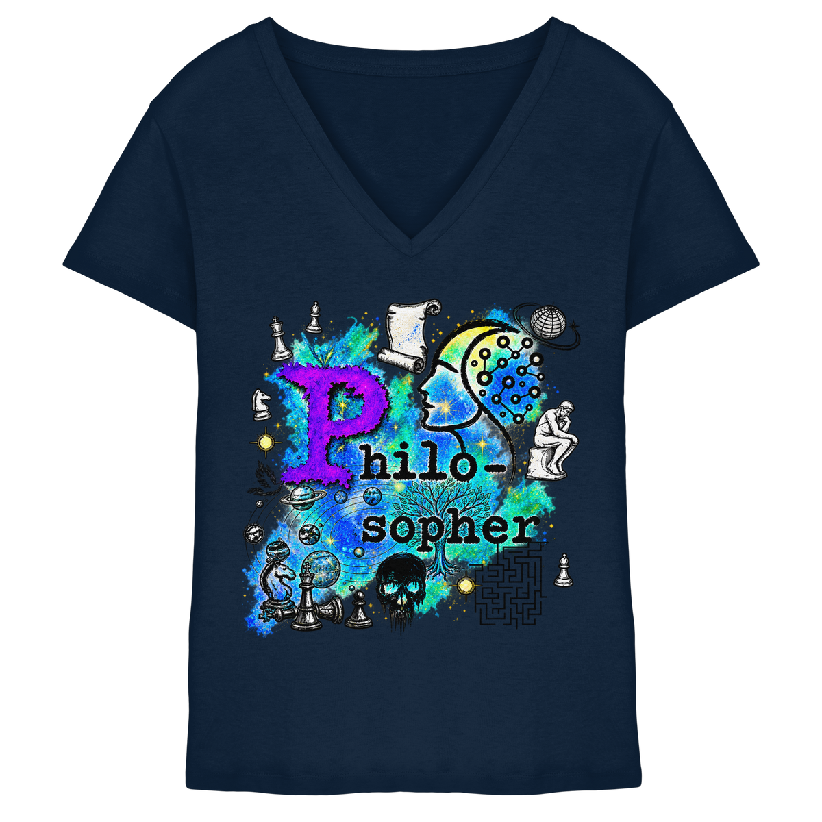 The Philosopher - Ladies V-Neck Shirt