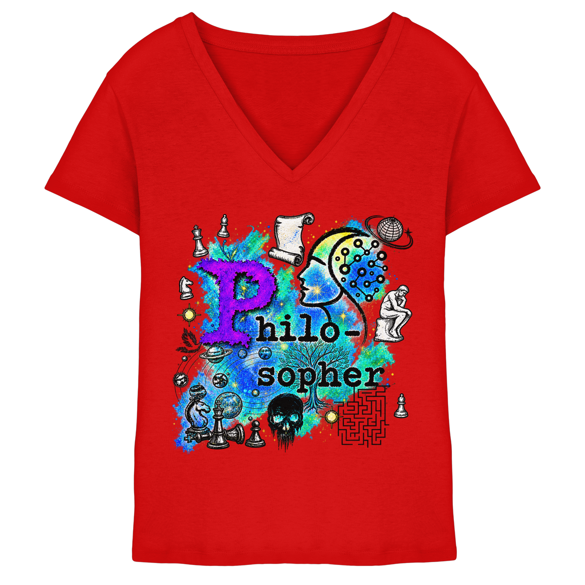 The Philosopher - Ladies V-Neck Shirt