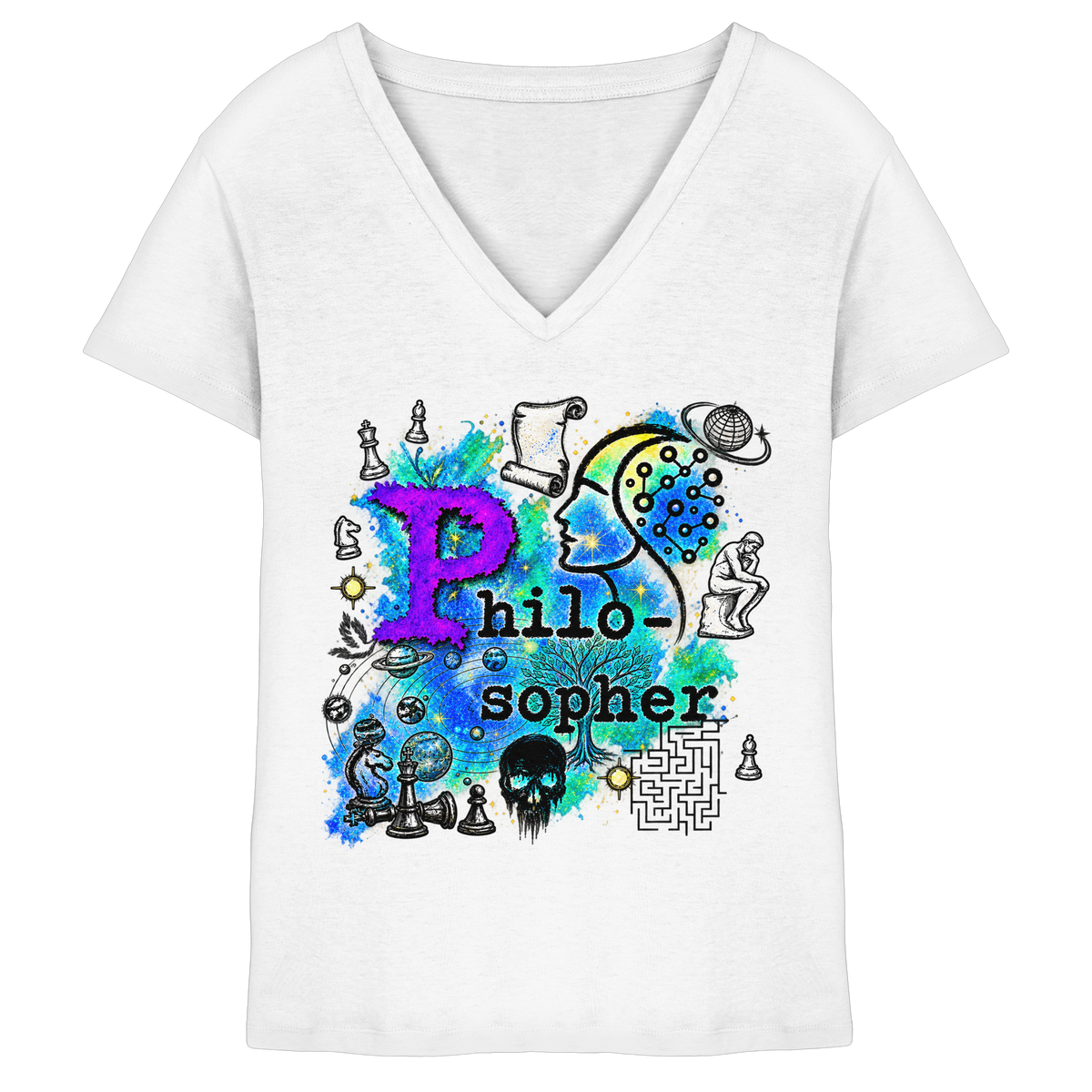 The Philosopher - Ladies V-Neck Shirt